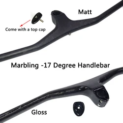 New Marbling Mountain Bike Full Carbon Marble Fibre Bicycle Handlebar And Stem Integrated MTB -17 Degrees With Top Cap