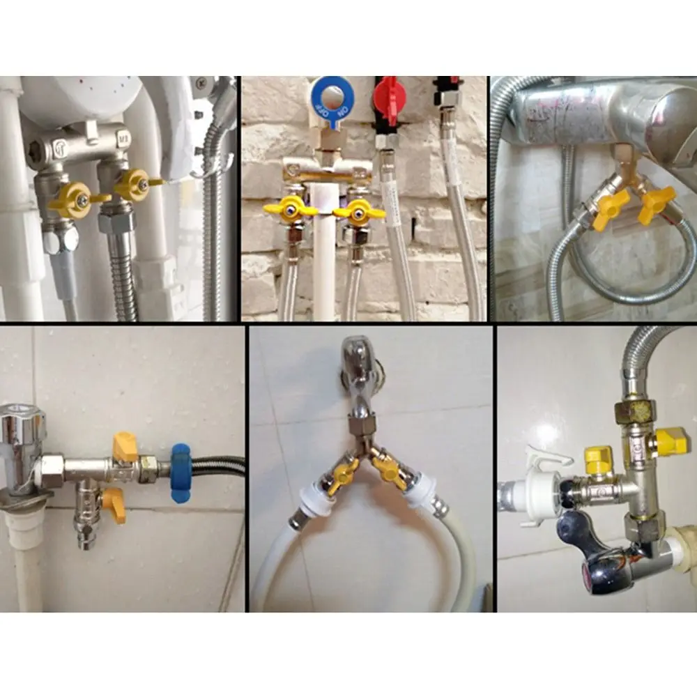 2/3 التبديل النحاس صمام تحويل 1/2 "خرطوم اذع غير قابل للصدأ Y على شكل الكرة صمام مكافحة تسرب سهلة التركيب خرطوم الأنابيب اذع المناسب