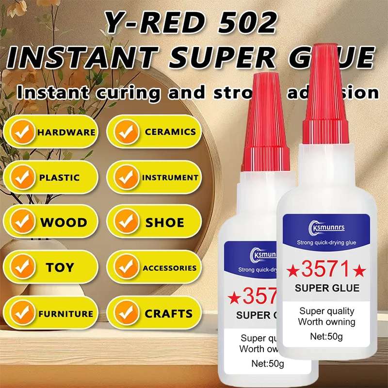 50g All-Purpose Waterproof Quick-Dry Glue Stick - Super Strong Adhesive with Drop Tube & Non-Slip Applicator (for