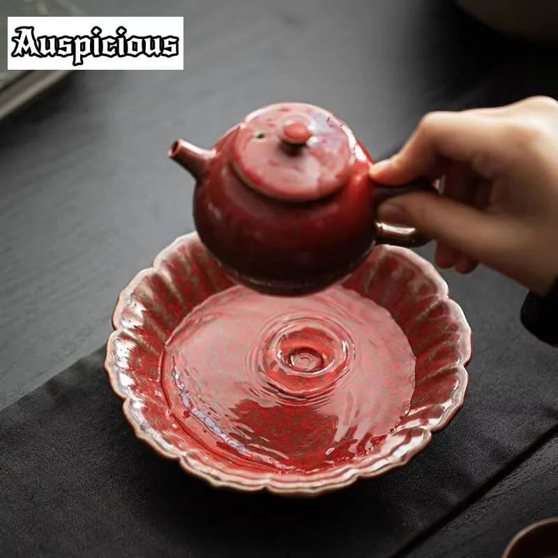 

Ретро гранат красный керамический горшок подшипник пластина ручной работы для хранения воды держатель для чая сухой стол фрукты фототабличка фотография чайный набор