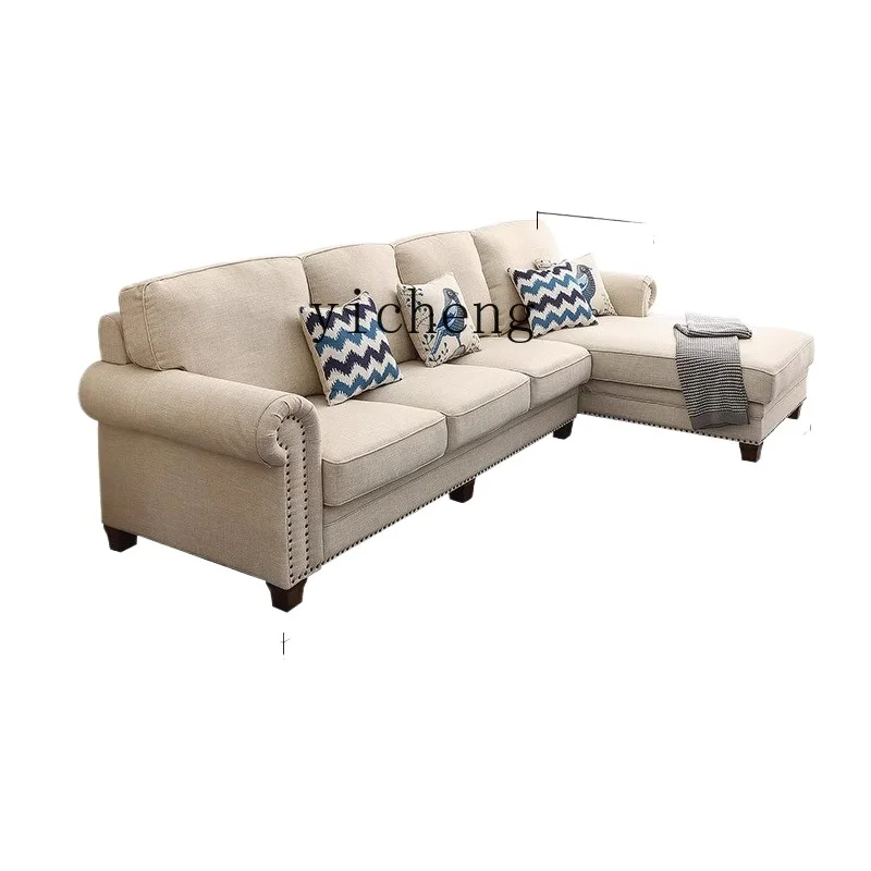 TQH rural corner concubine L-shaped fabric sofa combination modern simple removable and washable living room sofa