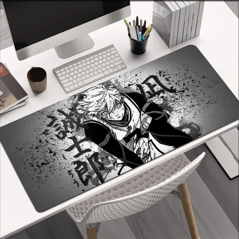 Leather Mousepad Anime PC Gamer Keyboard Large Size Black and White Mouse Pad Grande Laptop Gaming Desk Mat Non-Slip Tablecloth