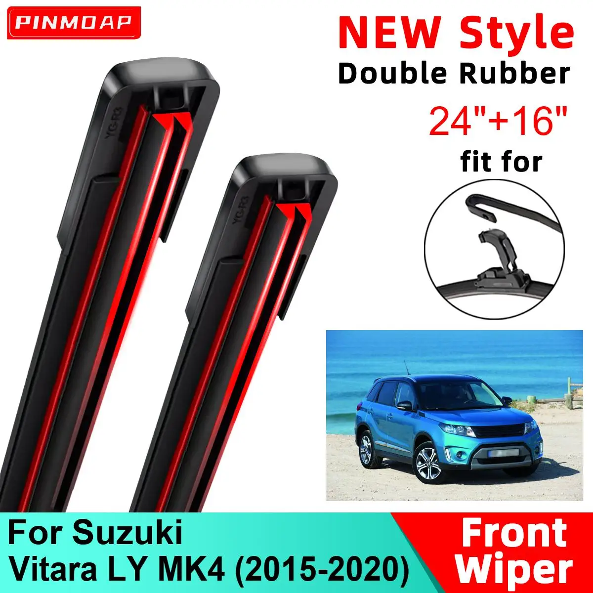 For Suzuki Vitara MK4 2015 2016 2017 2018 2019 2020  Front Wiper Blades Brushes Cutter Accessories U J Hook