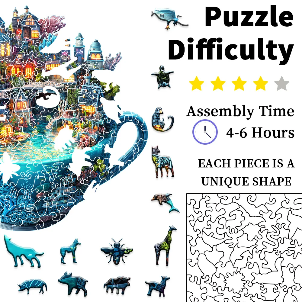 Quebra-cabeça de fantasia de madeira: presente ideal, jogo de família desafiador e artesanato de decoração de casa