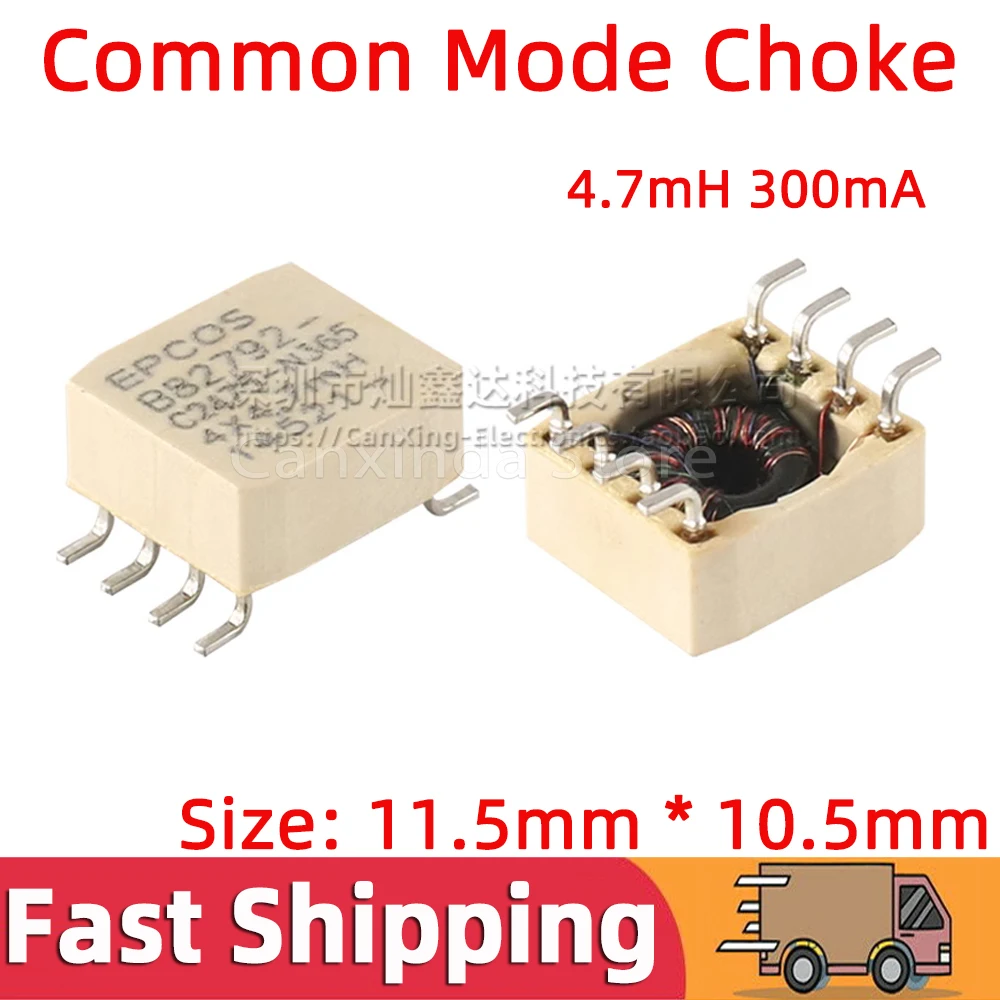 

SMT Common Mode Choke Coil Inductor Inductance 4.7mH 300mA Dual Winding Data Signal Line Filter Magnetic Ring B82792-C2475-N365