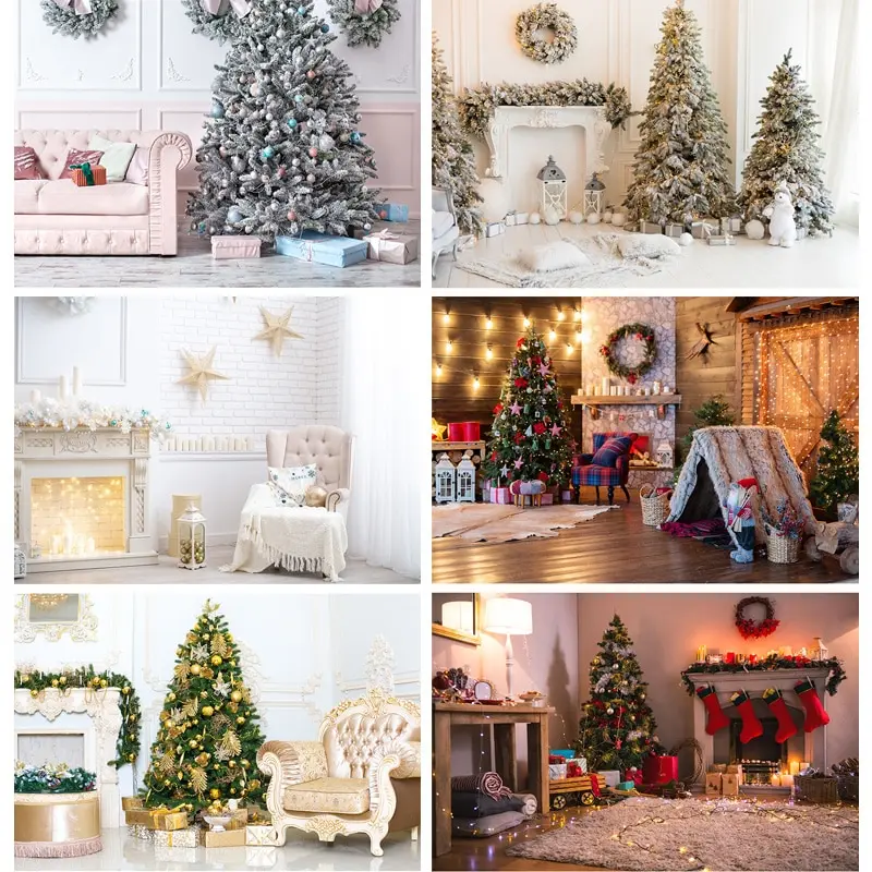 

SHUOZHIKE Christmas Indoor Theme Photography Background Christmas tree Portrait Backdrops For Photo Studio Props 21519 HDY-03