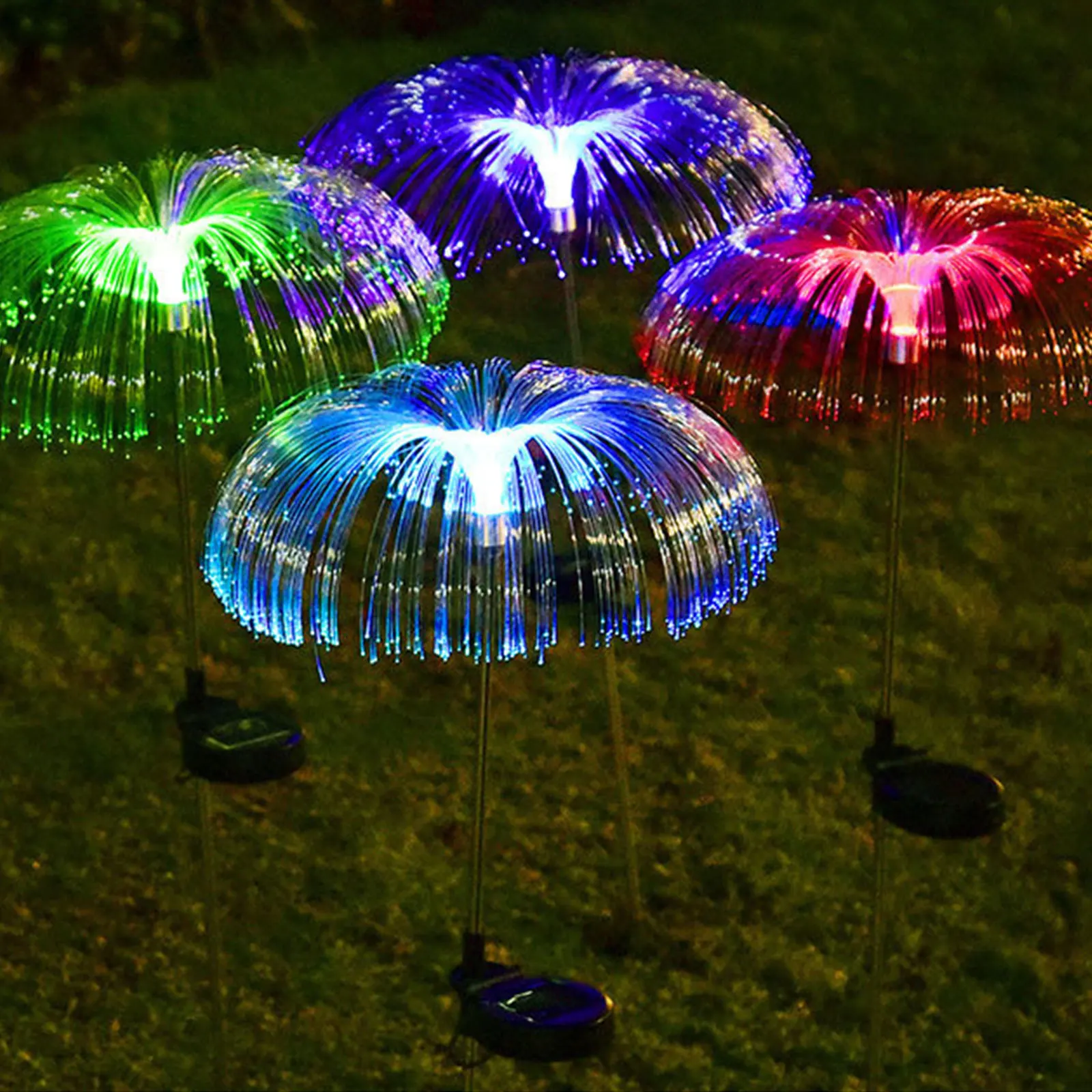 

Solar Lights Stainless Steel IP65 Waterproof Multicolor Optical Fiber ABS Landscape Garden Decor Dandelion Lawn Lamps