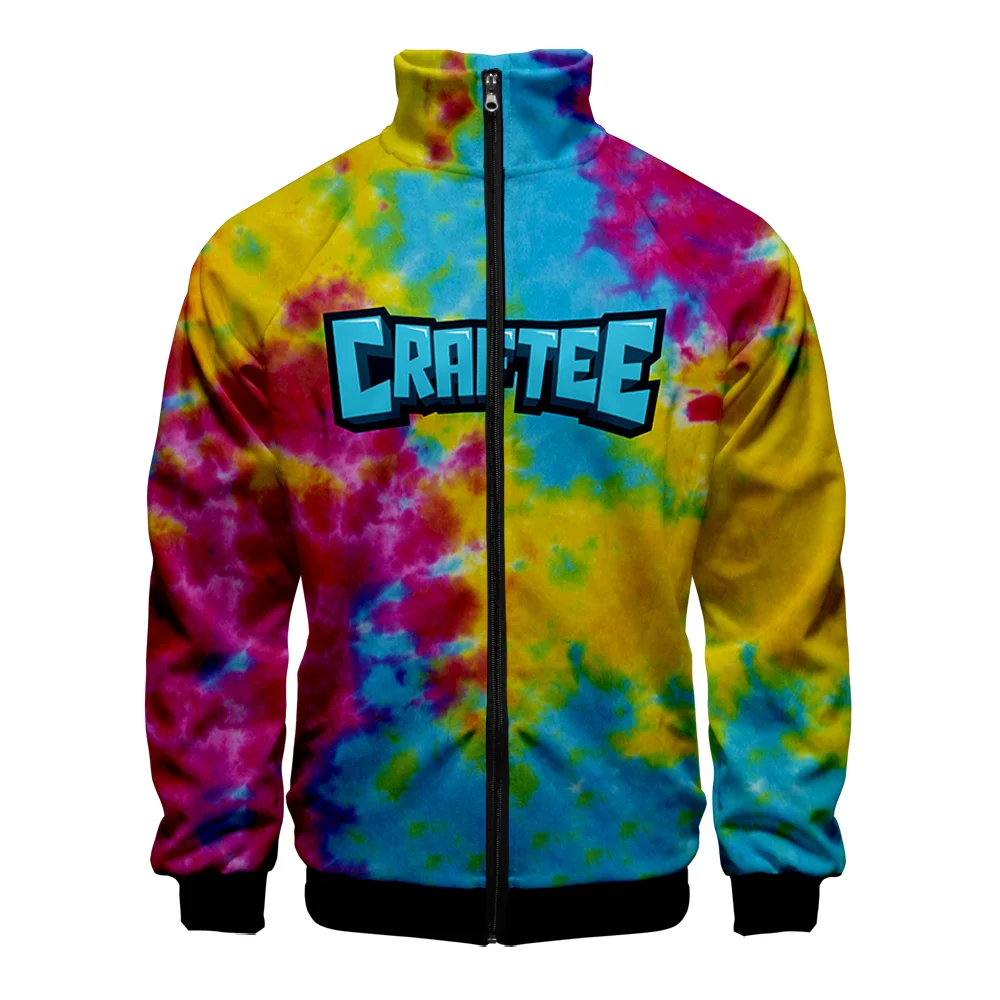 

Coats CRAFTEE Face Tie dye Sweatshirt Fashion Jacket Oversized Clothing Harajuku Stand Collar Zipper Apparel Men Clothes