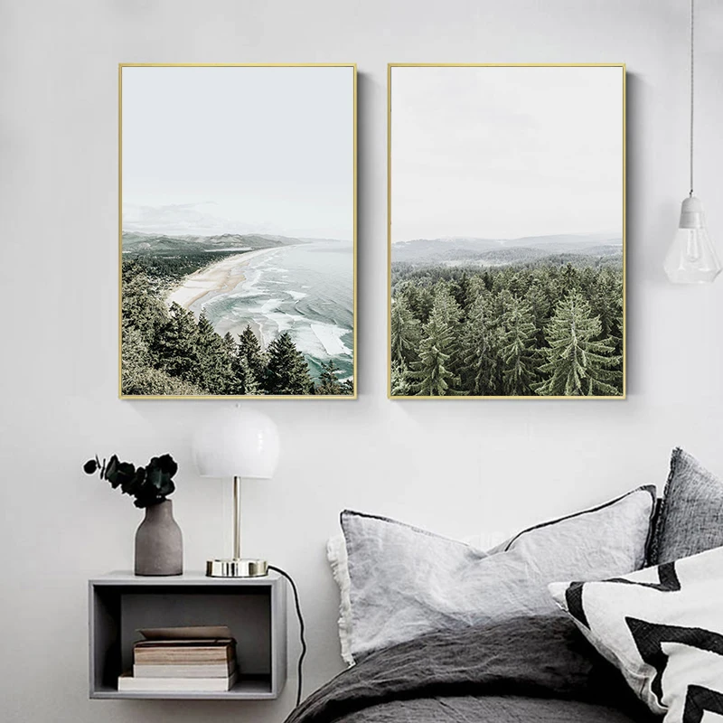 

2pcs/Set Natural Scenery Waves Beaches Murals Canvases Paintings Posters Prints Picture Modern Nordic Living Room Home Decor