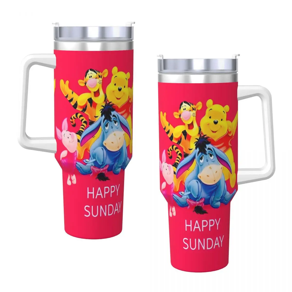 Winnie The Pooh Cartoon Tumbler Cold Drink Water Bottle Portable Stainless Steel Thermal Mug Design Camping Mugs Cup