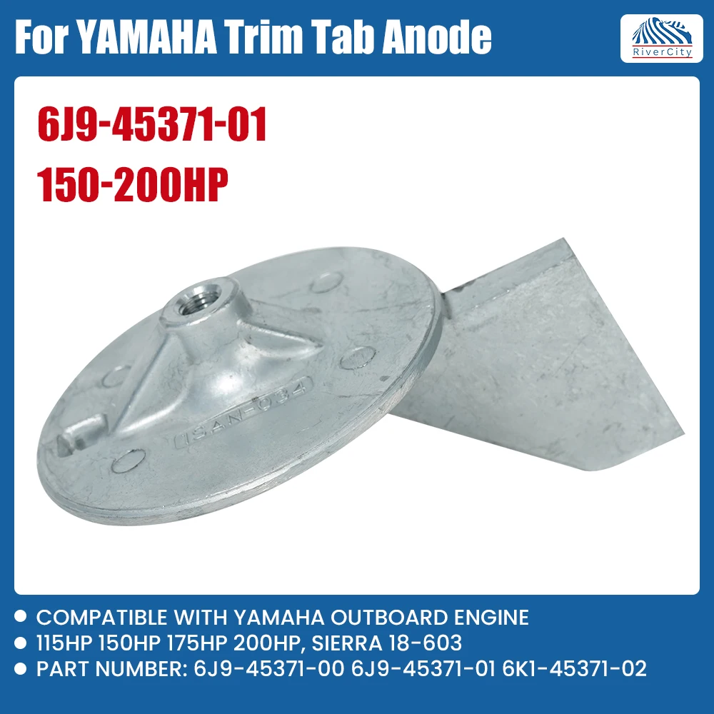 

6J9-45371-01 Trim Tab Zinc Alloy Replacement for Yamaha Outboard Motor 115HP 150HP 175HP 200 HP Boat Engine Parts 6J9-45371-00