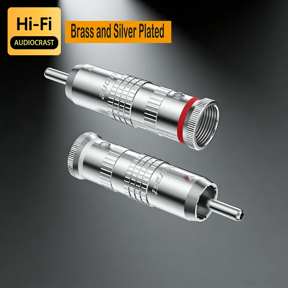 Prise audio RCA plaquée argent pur Audiocrast, connecteur à souder, bricolage, HIFI, 4 pièces