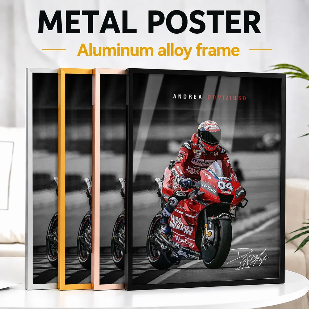 Andrea Dovizioso MotoGP Framed Aluminum Metal Poster Customized Photo Colorful Pop Style Wall Art For Garage Memorable Fan Gift