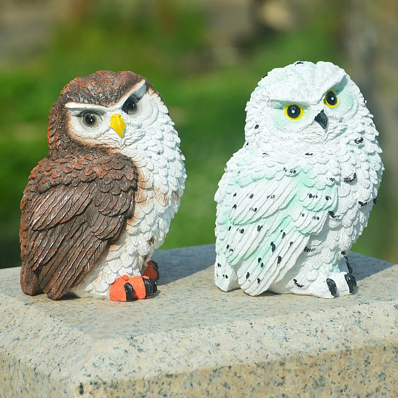 

Creative Resin Owl Statue Garden Ornament Home Living Room Desk Table Courtyard Lawn Decoration Animal and Pigeon Deterrent