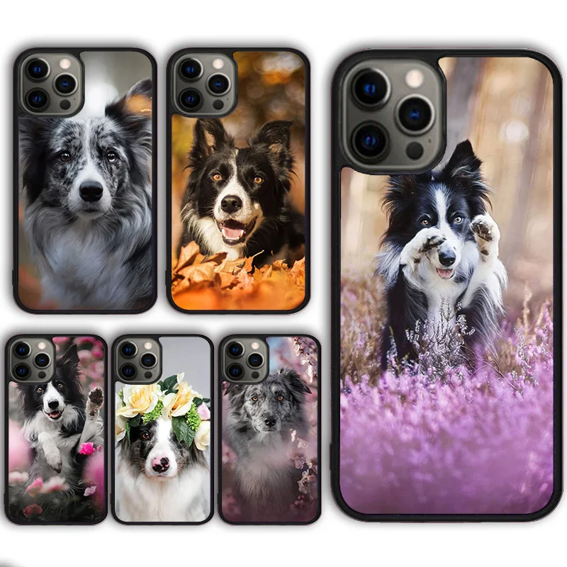 Lovely Border collie dog flower Phone Case Cover for iPhone 16 15 SE2020 13 14 11 12 Pro Max 6 7 8 Plus  coque fundas Shell