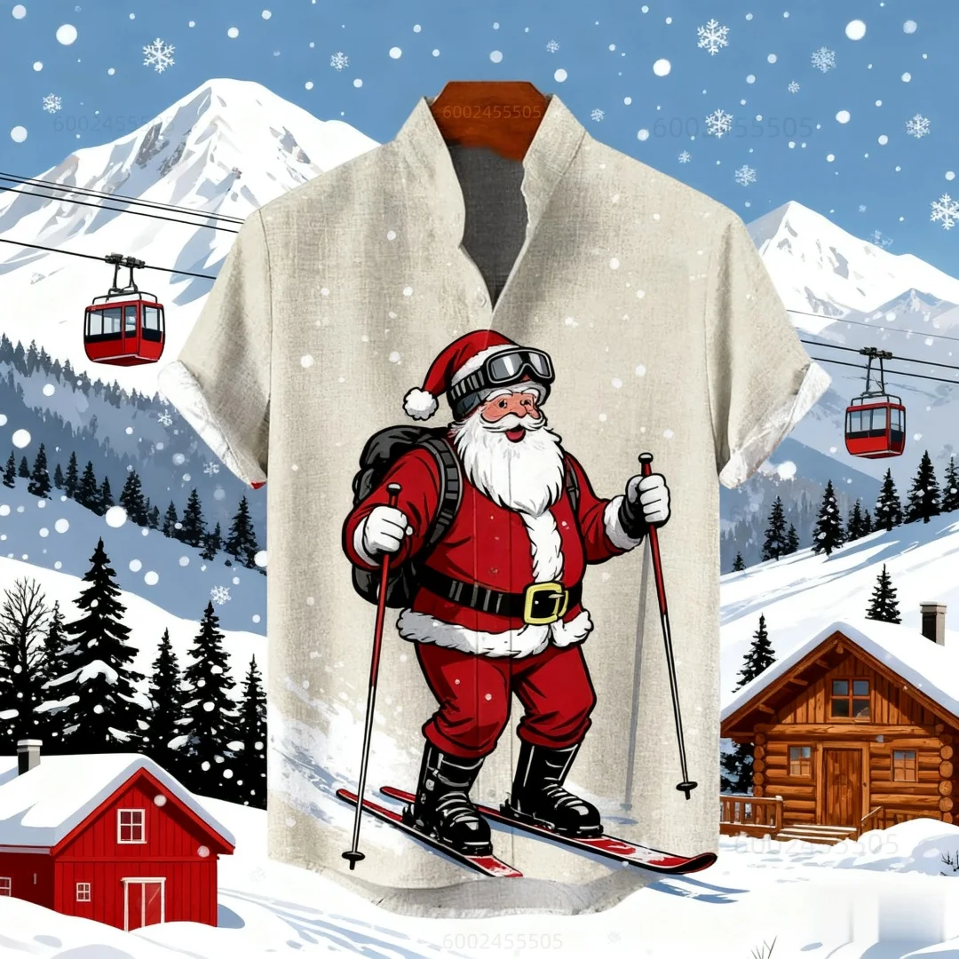 

New luxury Hawaiian vacation-style Christmas shirt, Santa Claus shirt clothing, men's Hawaiian shirt, fast shipping available