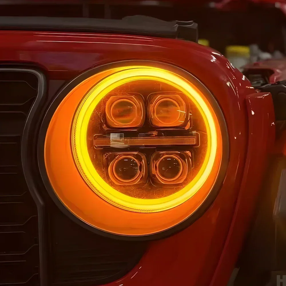 

Модернизированные динамические 4-линзовые фары для Jeep Wrangler JL 2018-2024, светодиодные автомобильные фары в сборе