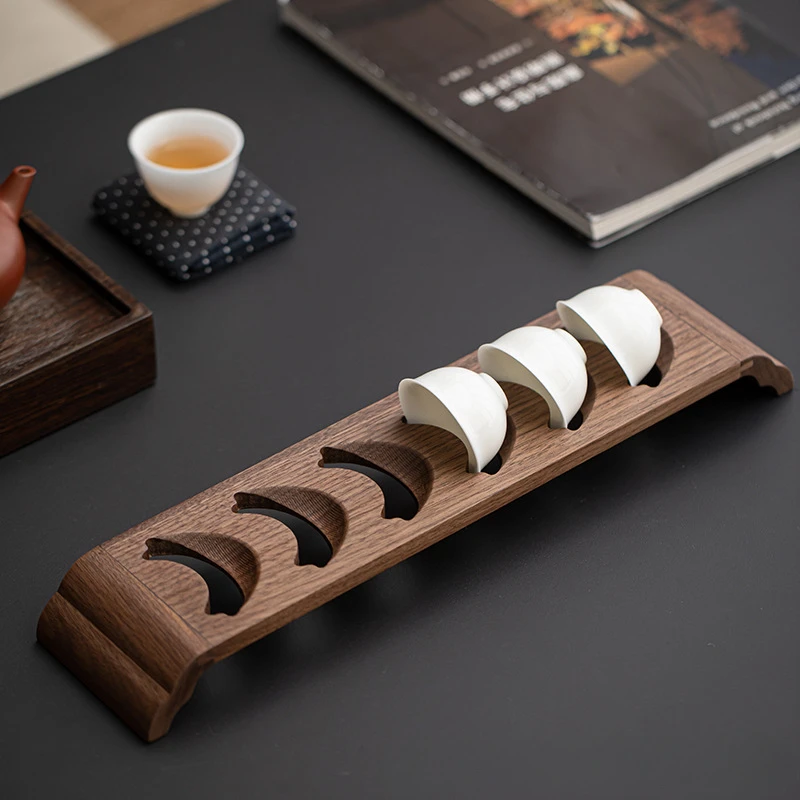 Black Walnut Tea Cup Holder Drain Teaware Storage Drying Tea Tray Cup Holder Solid Wood Tea Ceremony Accessories