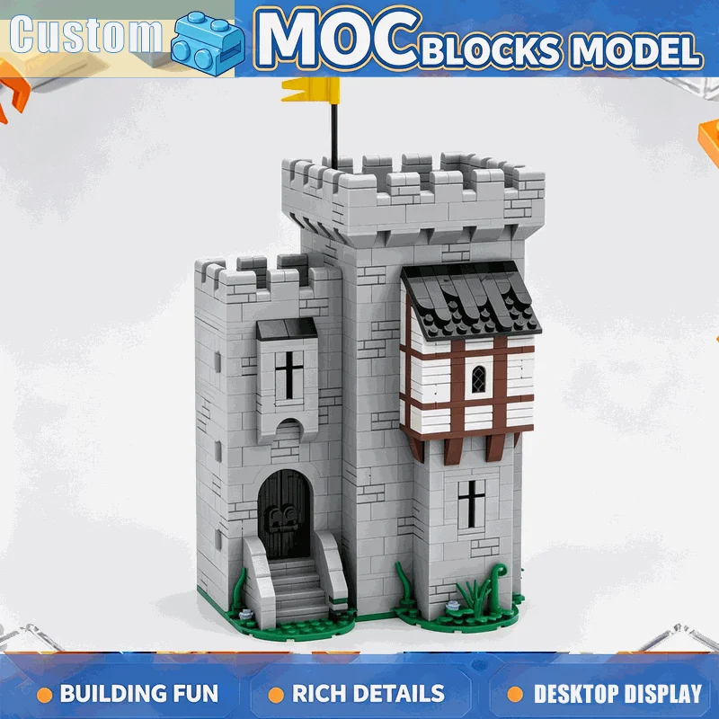 1173PCS Medieval Castle Outpost Mini Fortress Building Block Stone Tower Architecture Model DIY Assembly Collection Display Gift