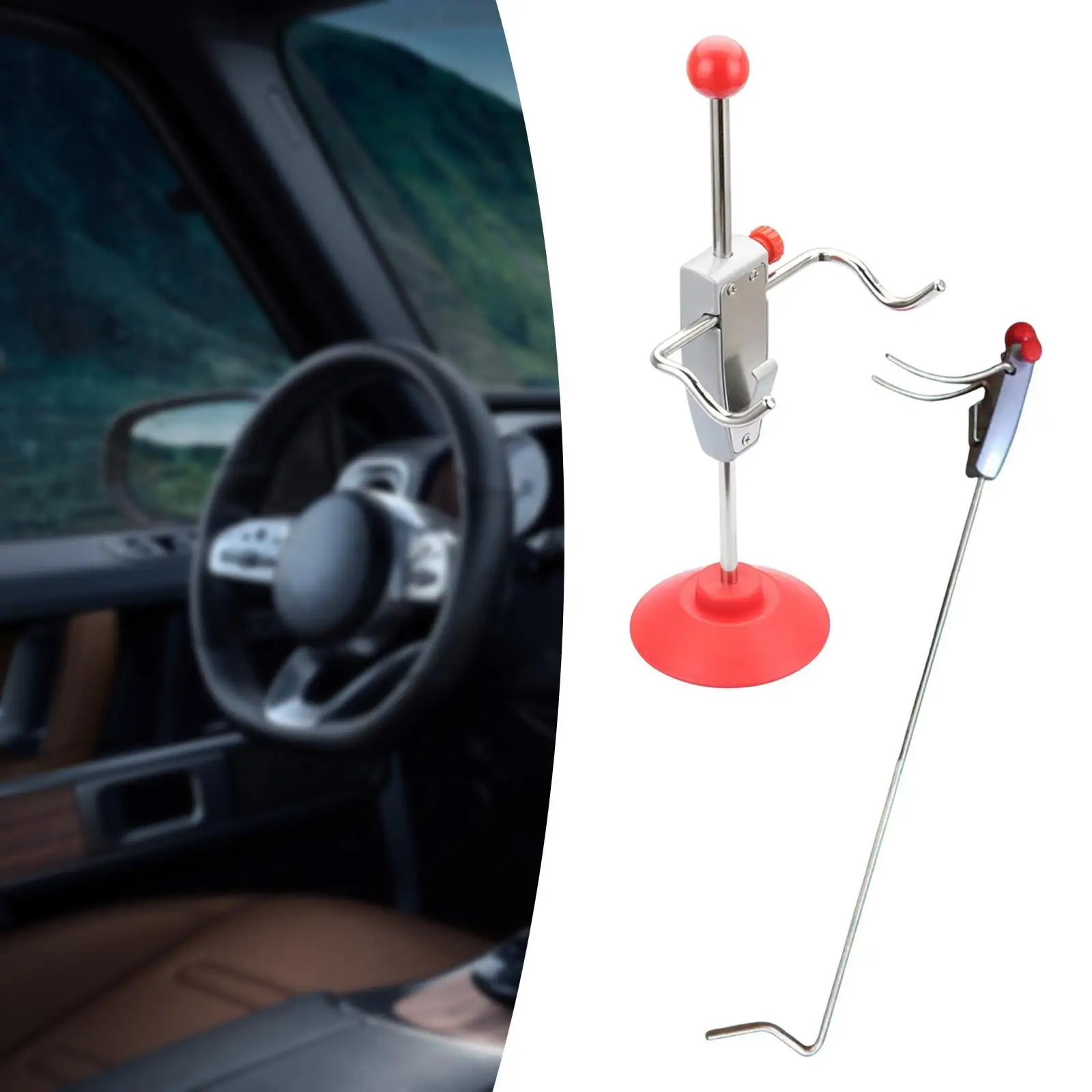 2 Pieces Generic Car Steering Wheel Holder Stand Tool Efficient Tool Brake Pedal Depressor Tool Accelerater Pedal Depressor Tool