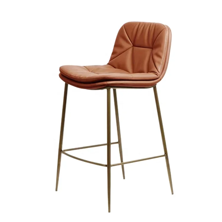 

Luxury Metal Bar Stools Synthetic Leather Bistro Cafe Shop High Stool Bar Chairs For Kitchen Island Modern Bar Furniture