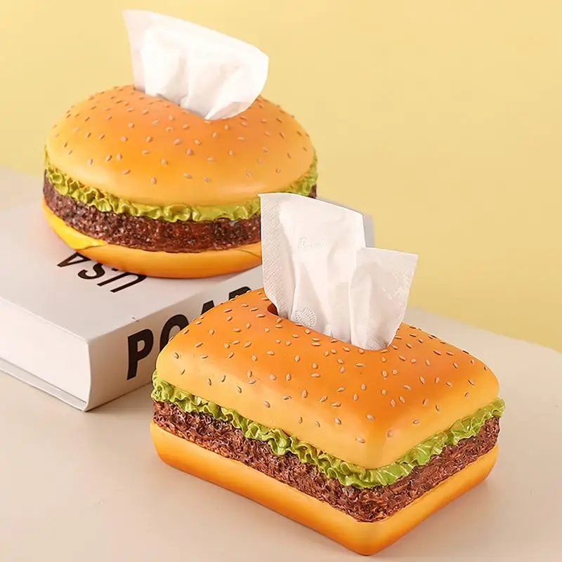 Hamburger Shaped Creative Tissue Holder Magnetic Innovation Paper Tissues Box Napkin Box Holder Kitchen Dining Room Decor