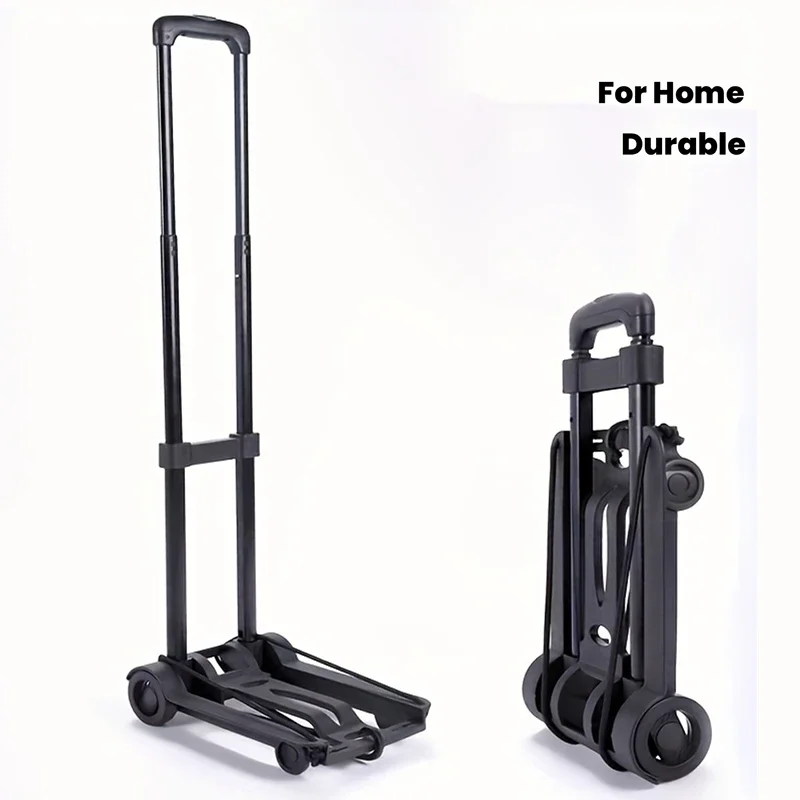 

Folding Hand Truck with Dual Wheels, Portable Shopping Trolley, Home Grocery Cart, Small Pull Cart, Luggage Cart, Store Trolley