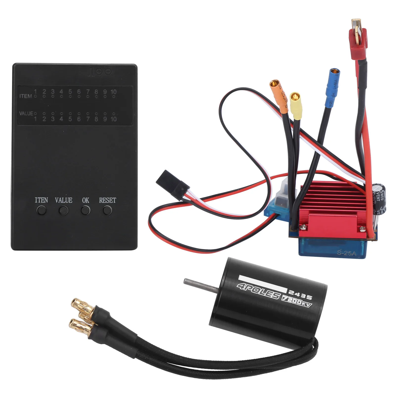 

2430 7200KV Brushless Motor 25A Brushless ESC with Programming Card for 1/16 1/18 RC Car