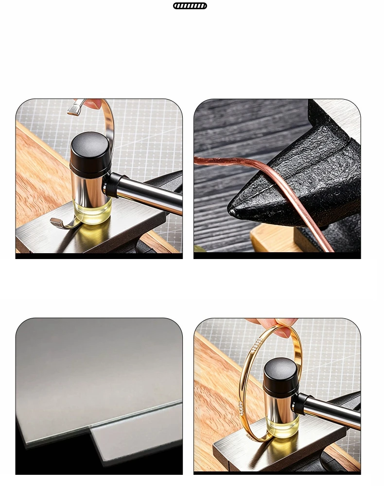 Einzelhorn-Schmiedebank, kleiner Haushaltstischschraubstock, flacher Schlaghammer, multifunktionales Werkzeug für Schmuckherstellung, Lederbearbeitung, handgefertigte DIY-Projekte – Detail 9