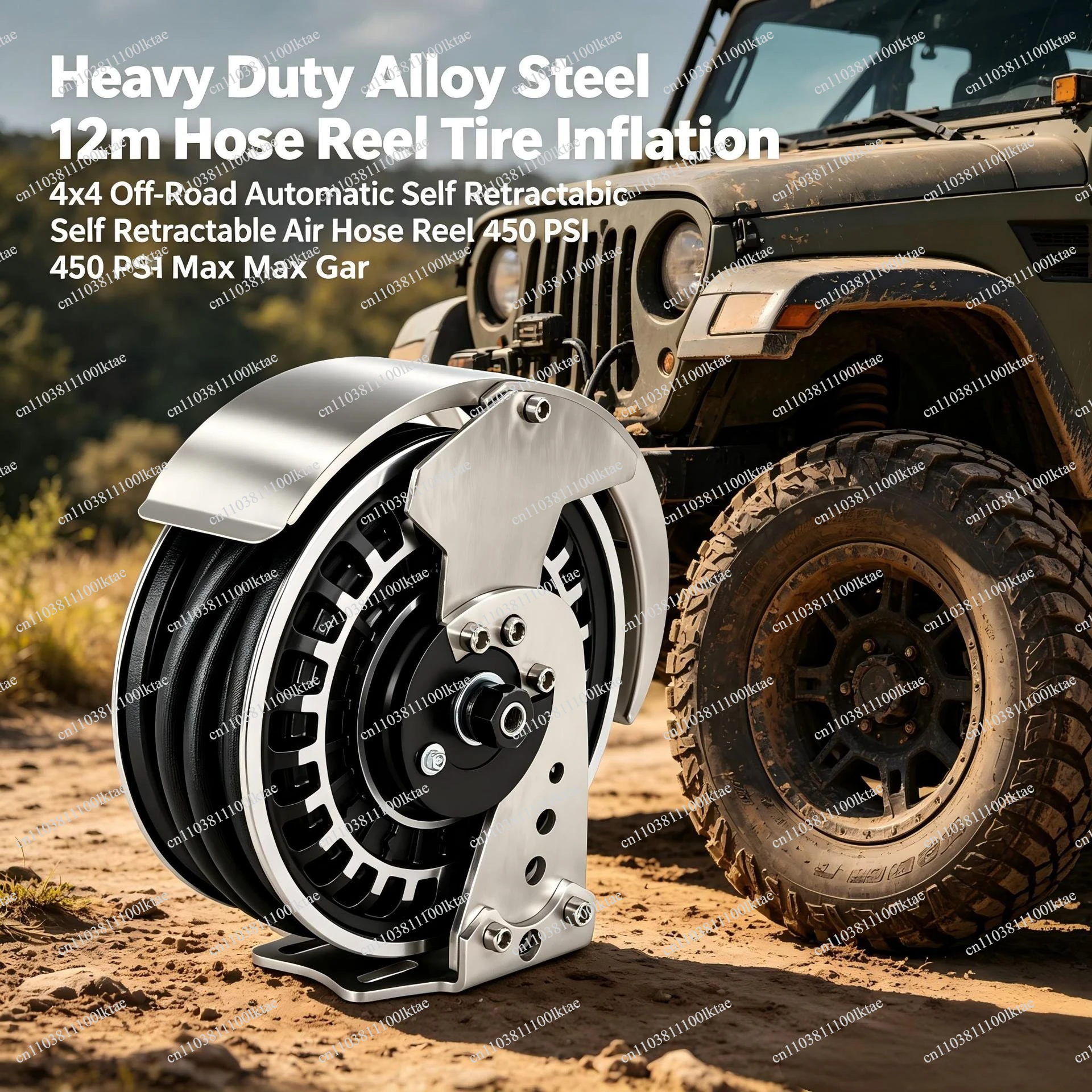 Heavy Duty Alloy Steel 12m Hose Reel Tire Inflation 4x4