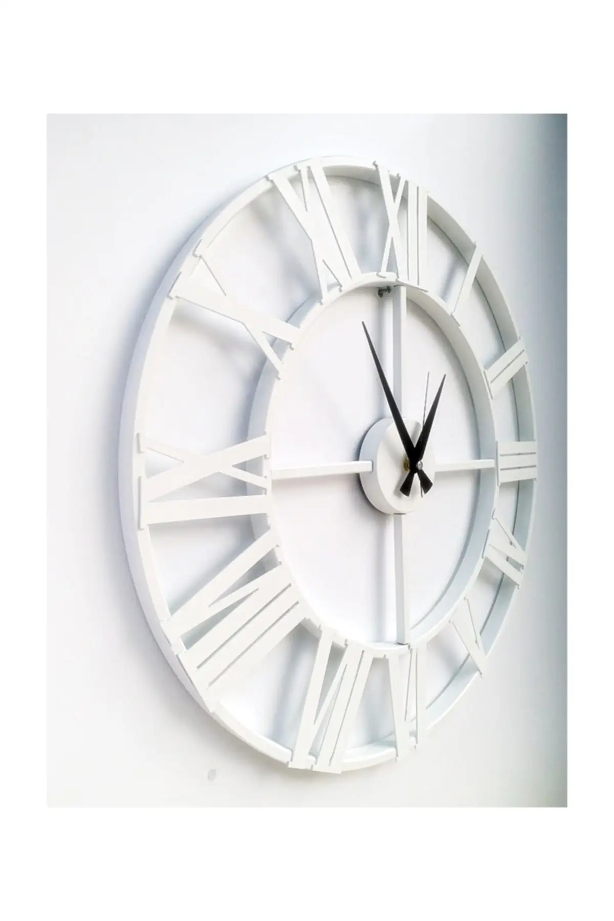 Uras Wrought Iron Wall Clock 5510 W White 55 cm 3boyutlu Silent Wall Clock Creative Home Decor