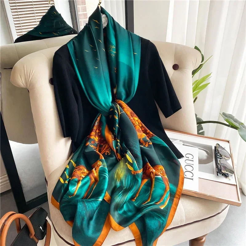 

Sunscreen silk scarf simulation silk scarf women's travel air conditioner shawl exterior decoration