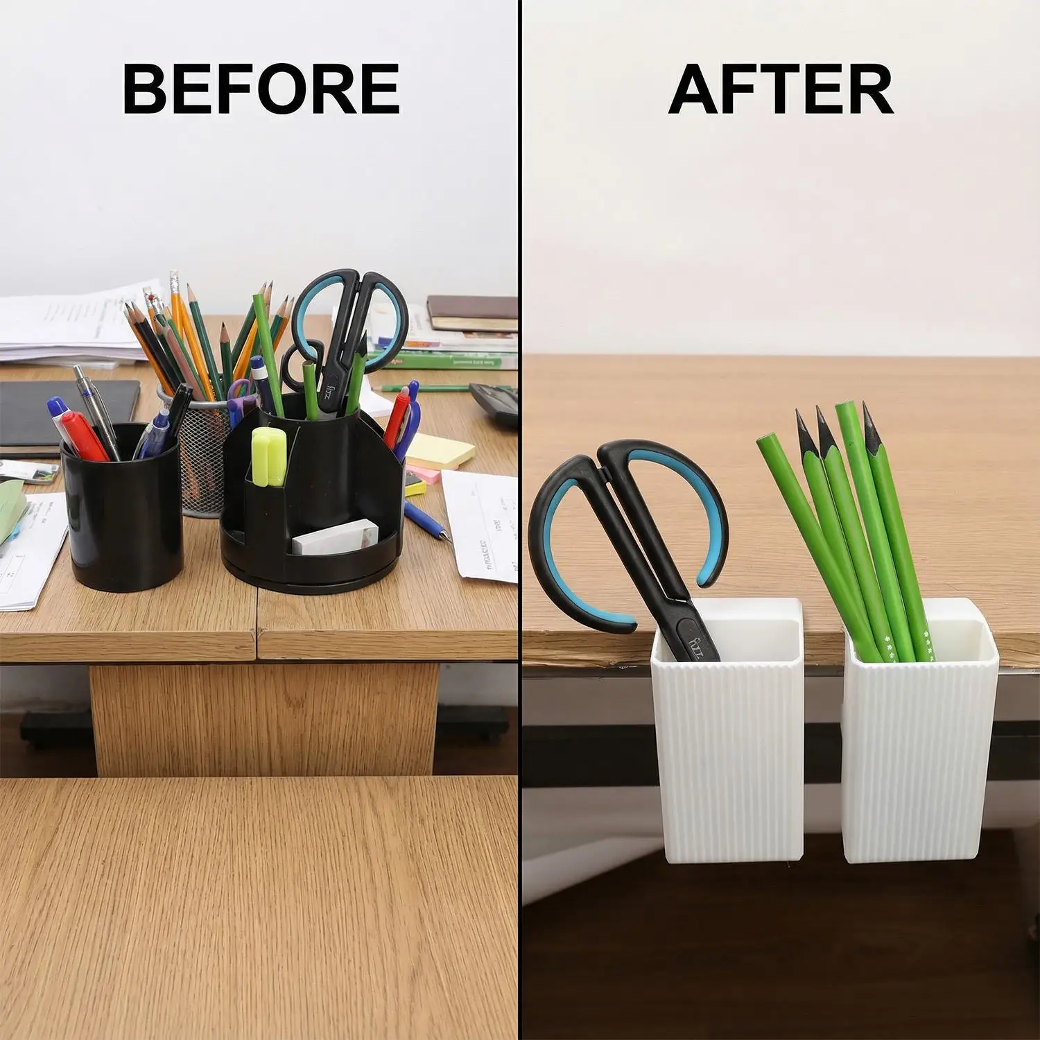 1/2Pcs High Capacity Clip-On Desk Edge Pen Holder Organizer Adjustable Clamping No Screw Easy Installation Pencil Holder Office
