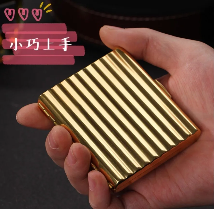 Metal Cigarette Box Case For 20pcs 70mm\'s Rolling Cigarettes dia 6mm Smoke Holder Gold Exquisite Design Gift Portable Men