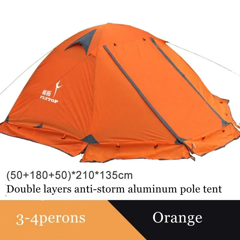 2 layer 2-3 Person Outdoor Camping Tent 4 Season Aluminum Rod Hiking Beach Wafterproof Family Team Snow Skirt Car Tent