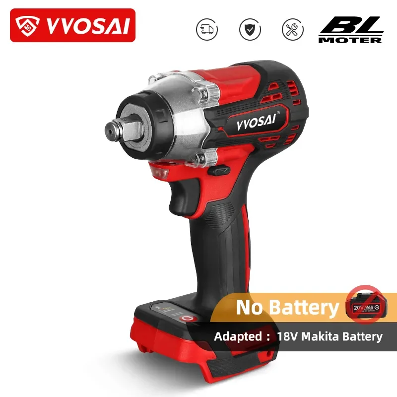 VVOSAI MT-Series 340N.m 20V Brushless Cordless Impact Wrench 1/2 Electric Socket Wrench Lithium Battery LED Hand Drill Tools