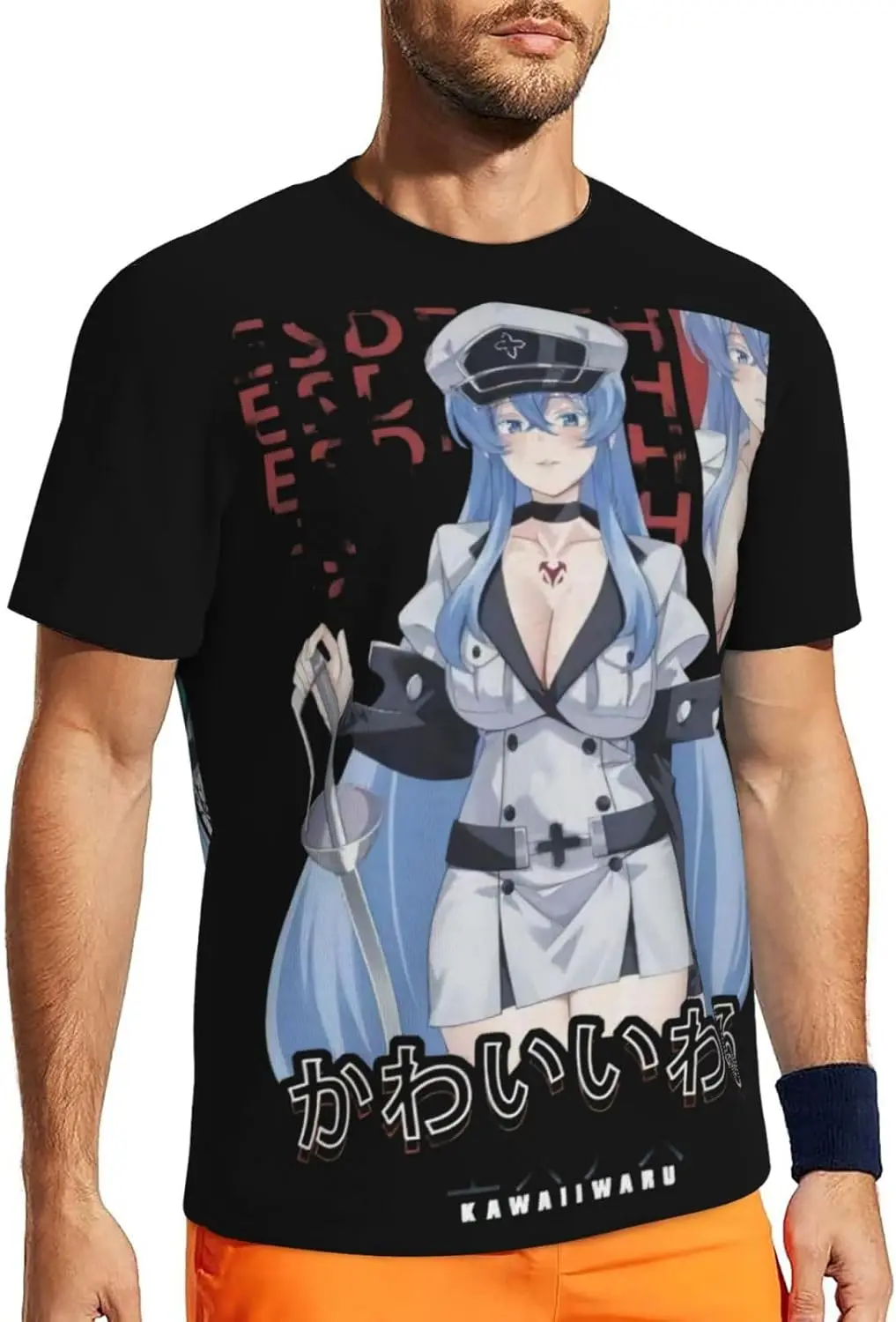 

Anime Akame Ga Kill Esdeath Shirt Men's Sports Round Neck Short Sleeve Tee Tops