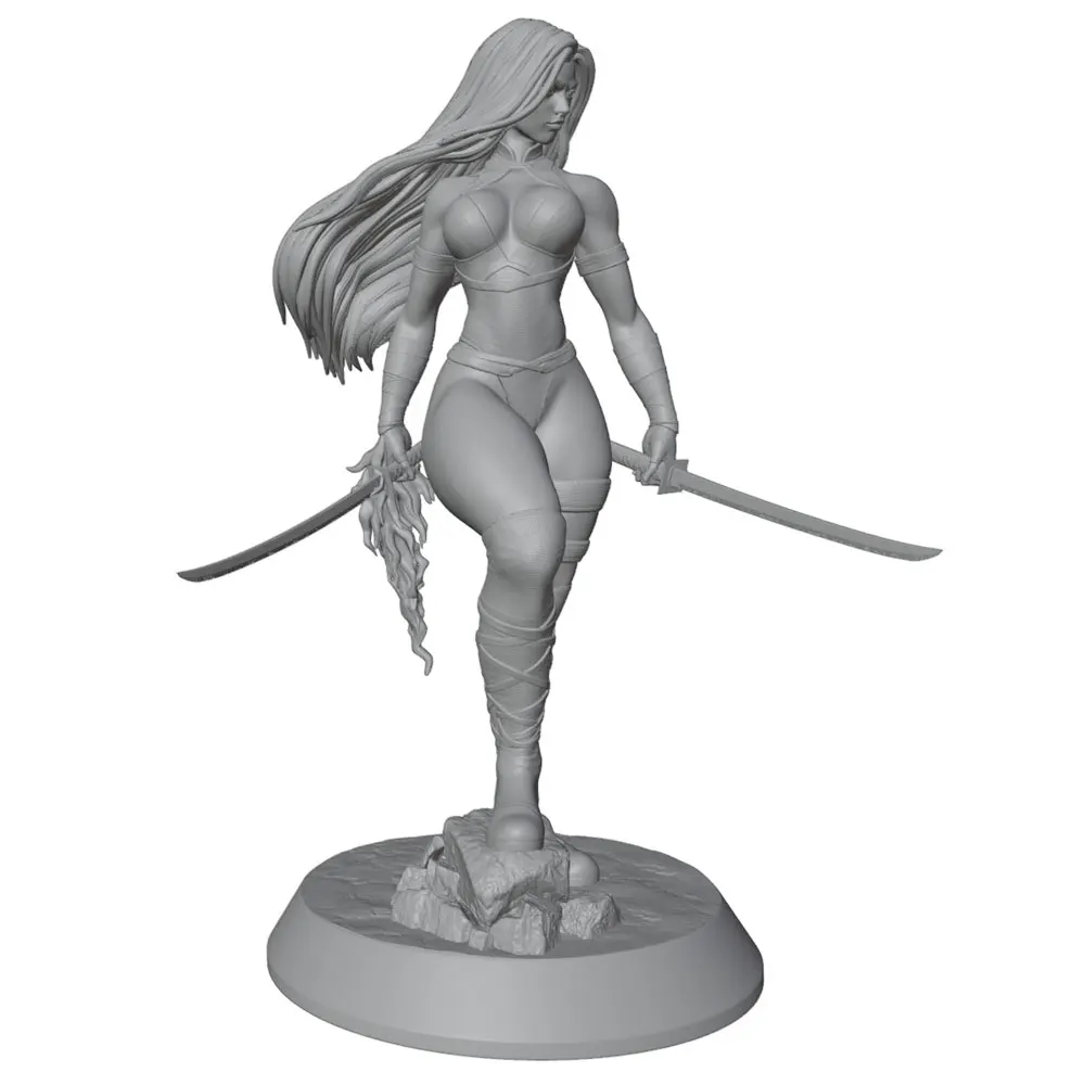 Miniatura resina guerrera con espada sin pintar para rol y colección - imagen 5
