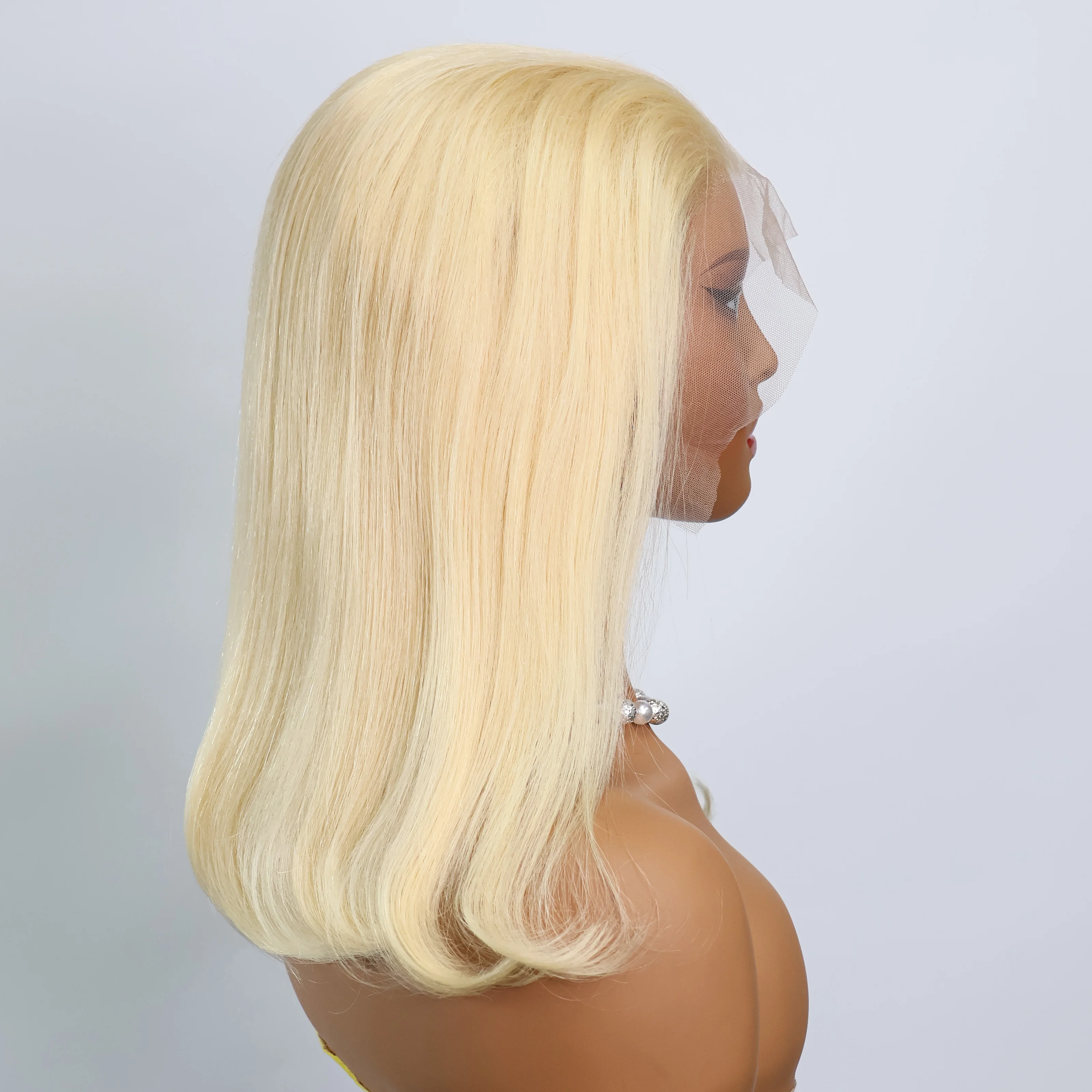 613 شقراء بوب شعر مستعار شعر الإنسان الشعر البرازيلي 13x6 الدانتيل الشفاف الجبهة الباروكات مستقيم قصير بوب شعر مستعار 100% الشعر البشري قبل قطعها