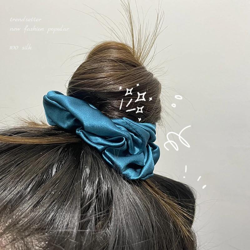 Gift Solid Silk Large Intestine Hair Ring Cross border New 100 Mulberry Silk Women's Tie Hair Rope Wholesale