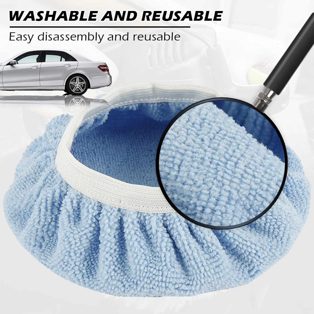 Car Polisher Pad Bonnet 9-10in Soft Microfiber Car Cleaning Tools Accessories Polishing Buffer Cover Kit for Wood Metal Jewelry