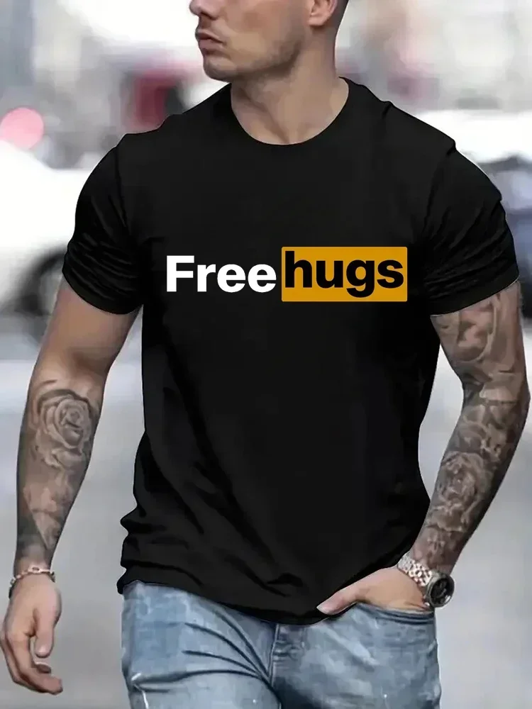 Casual Mens T shirts free love pritned summer o-neck T-shirt for men clothes short sleeve top tee shirt funny streetwear T-shirt