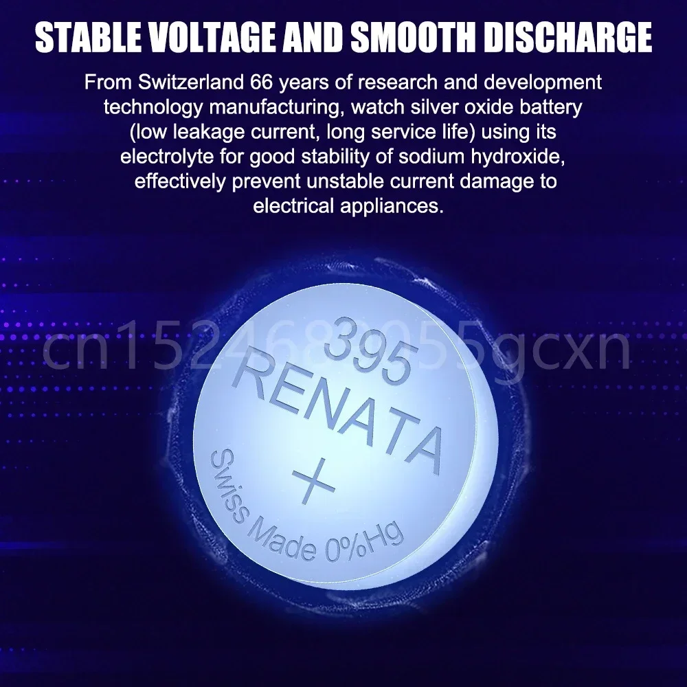Renata 실버 산화물 시계 배터리, 체중계 카메라 단추 코인 셀용, 395 SR927SW AG7 LR927 LR57 399 SP395 LR927W 1.55V
