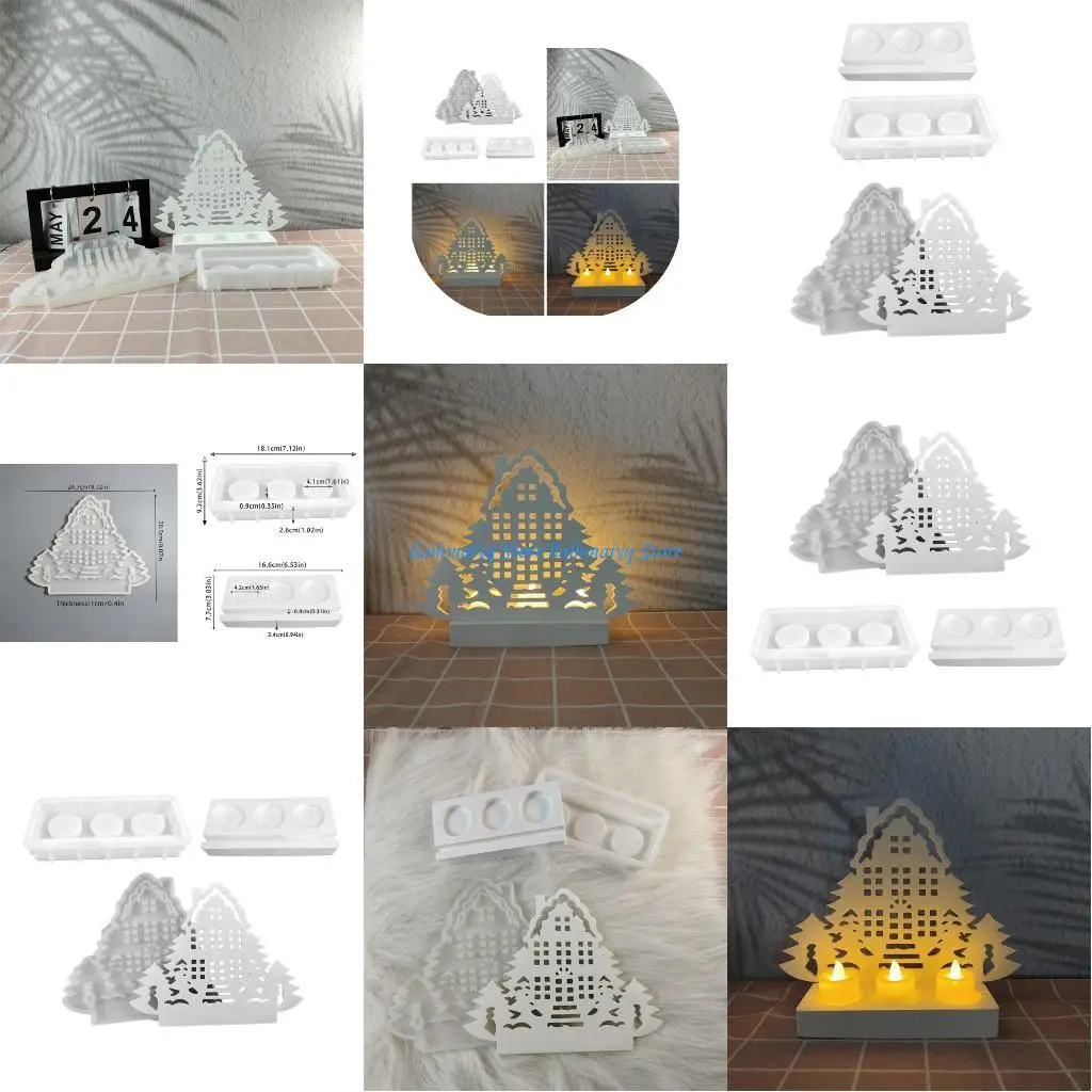 

573B DIYs Castings Molds Candlestick Holder Silicone Handicraft Molds 3D Tree