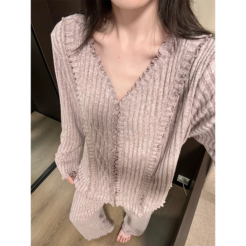 Long Sleeve Cotton Silk Sleepwear Women's Casual Home Clothes Set Autumn Ladies Leisure Can Be Worn outside plus Size