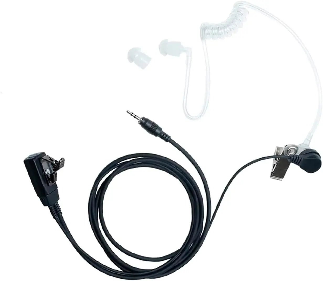 10Pack Walkie Talkie Headset 1 Pin Covert Acoustic Tube Earpiece with PTT Mic Compatible with Cobra PX655 RX385 RX685 CXT195 PX6