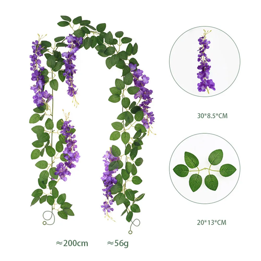 

Lifelike Purple Wisteria Garland - 2PCS Silk Flowers For Year-Round Decor For Home Garden Outdoor Wedding Decor