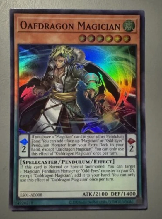 

Yugioh KONAMI Duel Monsters ES01-AE008 Oafdragon Magician Super Rare Asian English Collection Mint Card