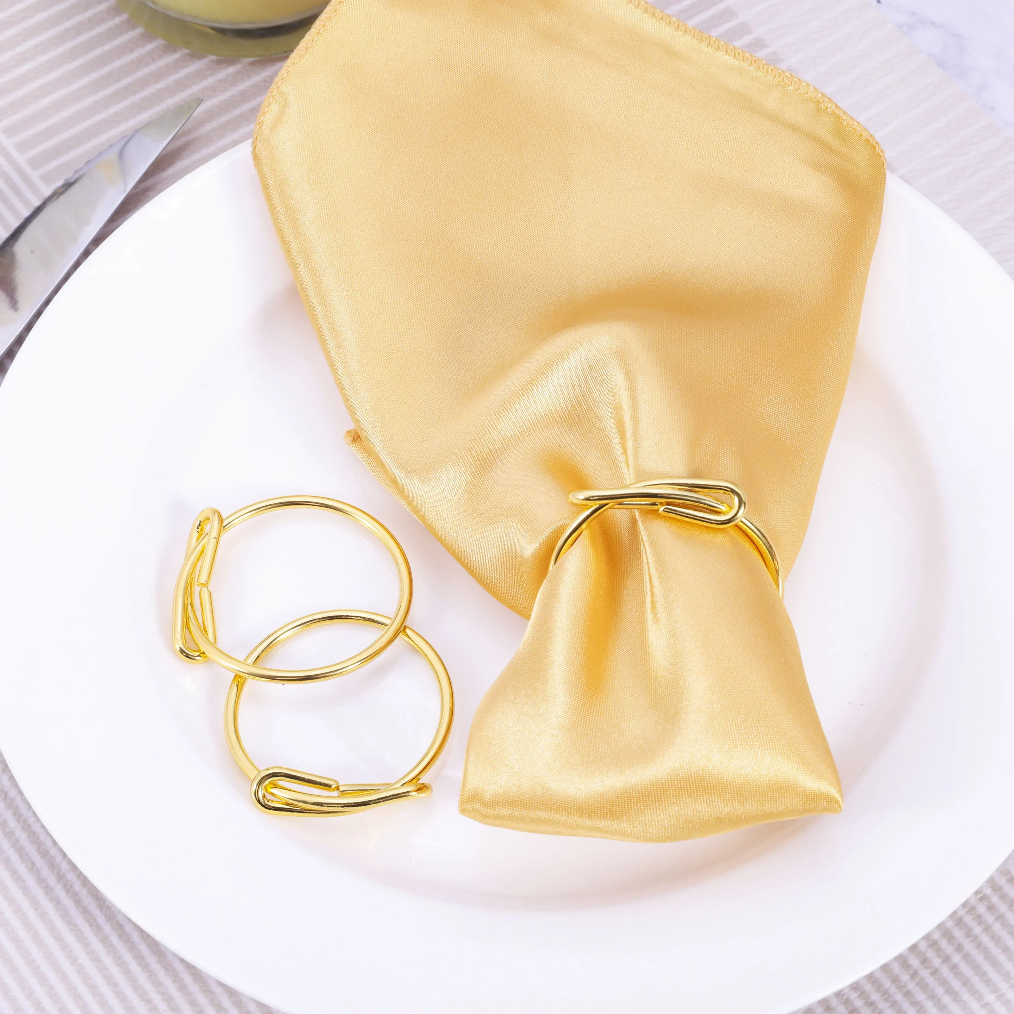 6/12Pcs Gold Napkin Ring Bow Knot Classic Design Napkin Cloth Holders Buckle for Weddings Party Celebrations Home Table Décor