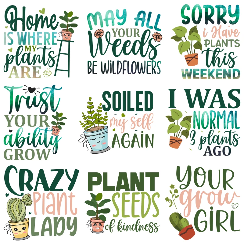 Cute Plant Cactus Heat Transfer Patch Cartoon Clothing Printing Iron-On Transfer For Schoolbag Washable Applique Decor
